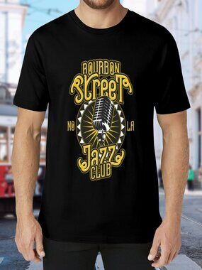 Bourbon Street Jazz Club Black Graphic Tee